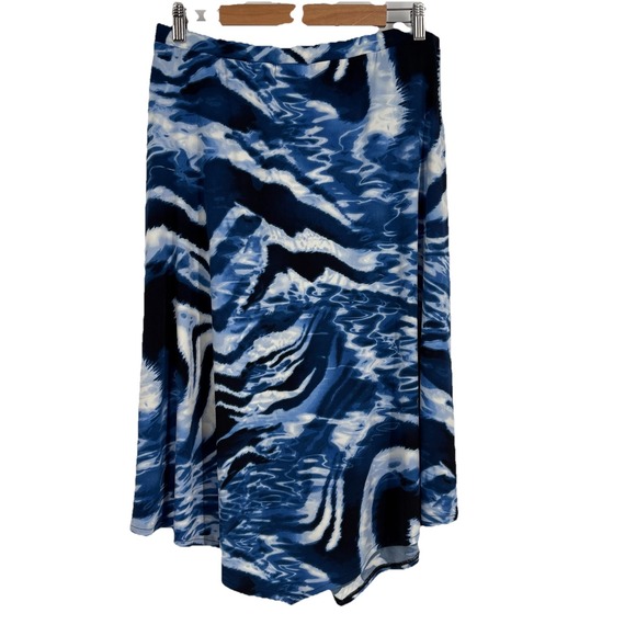 Chico's Dresses & Skirts - Chicos The Knit Kit Asymmetrical Midi Dress L Blue Stretch Travel Beachy Boho